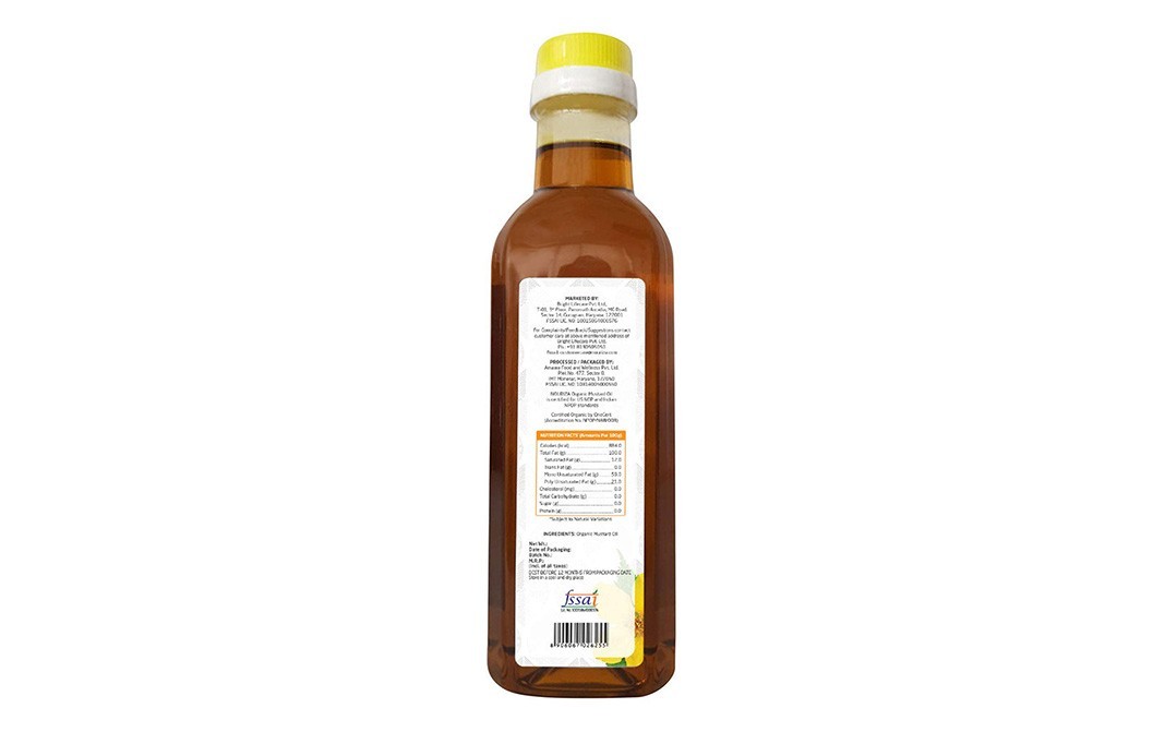 Nouriza Organic Mustard Cold Pressed Oil   Glass Bottle  500 millilitre